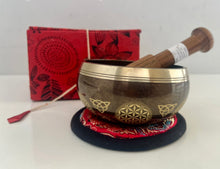 Load image into Gallery viewer, 9cm Buddha Tibetan Singing Bowl with Mantra & Flower of Life | Meditation & Sound Healing Bowl | Made in Nepal