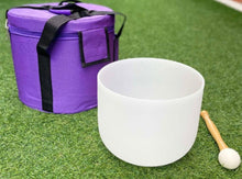 Load image into Gallery viewer, Heart Chakra Crystal Singing bowl with a Carry bag- F Note-8 inch-White