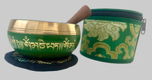 Load image into Gallery viewer, Tibetan Singing Bowl Gift Set| Green Meditation Bowl | Yoga, Chakra, Mindfulness Gifts