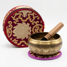 Load image into Gallery viewer, Buddha Carved Singing Bowl Gift Set-13 cm-Meditation Yoga Reiki