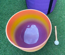 Load image into Gallery viewer, Crystal Singing bowl-Sacral Chakra with Carry bag- D Note-11 inch-Multi Coloured
