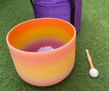 Load image into Gallery viewer, Crystal Singing bowl-Sacral Chakra with Carry bag- D Note-11 inch-Multi Coloured