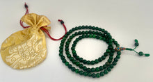 Load image into Gallery viewer, Green Aventurine 108 Bead Mala-Meditation Prayer with Guru Bead- Heart Chakra Healing, Prosperity Jewelry Gift with Silk pouch