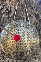 Load image into Gallery viewer, Gong with Beater-Flower of Life-Percussion Instrument-Sacred Geometry