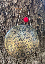 Load image into Gallery viewer, Gong with Beater-Flower of Life-Percussion Instrument-Sacred Geometry