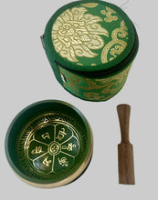 Load image into Gallery viewer, Tibetan Singing Bowl Gift Set| Green Meditation Bowl | Yoga, Chakra, Mindfulness Gifts
