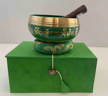 Load image into Gallery viewer, Singing bowl-9 cm-Green-Gift Set