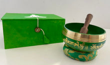 Load image into Gallery viewer, Singing bowl-9 cm-Green-Gift Set