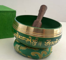 Load image into Gallery viewer, Singing bowl-9 cm-Green-Gift Set
