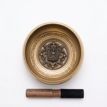 Load image into Gallery viewer, Buddha Carved Singing Bowl Gift Set-13 cm-Meditation Yoga Reiki