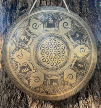 Load image into Gallery viewer, Flower of Life Gong 40cm – Sacred Geometry Percussion Instrument with Stand & Mallet