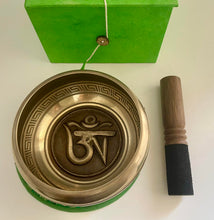 Load image into Gallery viewer, Singing Bowl-11 cm-OM Carved-Gift Set