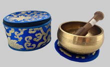 Load image into Gallery viewer, 10.5cm Hand beaten Tibetan Singing Bowl Set – Meditation Bowl with Mallet, Cushion & Brocade Carry Case | Nepal
