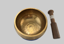 Load image into Gallery viewer, 10.5cm Hand beaten Tibetan Singing Bowl Set – Meditation Bowl with Mallet, Cushion & Brocade Carry Case | Nepal