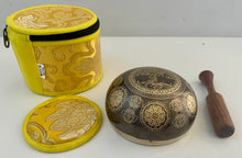 Load image into Gallery viewer, 9 cm OM Flower of Life Tibetan Singing Bowl Set – Meditation Sound Bowl with Carry Bag