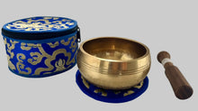 Load image into Gallery viewer, 10.5cm Hand beaten Tibetan Singing Bowl Set – Meditation Bowl with Mallet, Cushion & Brocade Carry Case | Nepal