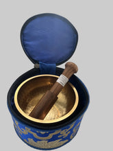 Load image into Gallery viewer, 10.5cm Hand beaten Tibetan Singing Bowl Set – Meditation Bowl with Mallet, Cushion & Brocade Carry Case | Nepal