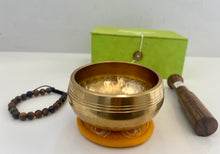Load image into Gallery viewer, Tibetan Singing Bowl Gift Set 9cm with Tiger Eye Bracelet | Meditation Bowl Gift Bundle | Yoga, Reiki, Chakra Healing Gift
