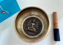 Load image into Gallery viewer, Singing Bowl-11 cm-Buddha Carved-Tibetan Mantras