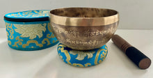 Load image into Gallery viewer, Singing Bowl Gift Set-Healing Meditation bowl-Handmade-15 cm-Om Mani Padme Hum