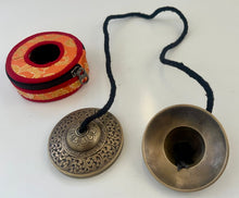 Load image into Gallery viewer, Tingsha Bell Set with Brocade Zipper Case – Meditation & Yoga Sound Healing Cymbals