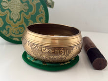 Load image into Gallery viewer, Singing Bowl-11 cm-Green Tara Carved-Tibetan Mantras