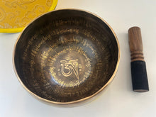 Load image into Gallery viewer, Singing Bowl-15 cm-Handmade Meditation Bowl with Mantra Carved