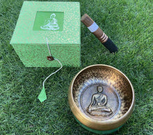 Load image into Gallery viewer, Singing Bowl-Gift set-Hand beaten-11cm-Buddha Carved
