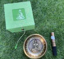 Load image into Gallery viewer, Singing Bowl-Gift set-Hand beaten-11cm-Buddha Carved