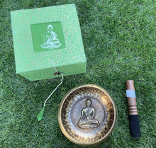Load image into Gallery viewer, Singing Bowl-Gift set-Hand beaten-11cm-Buddha Carved