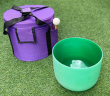 Load image into Gallery viewer, Crystal Singing bowl-HEART Chakra with Carry bag- F Note-8 inch