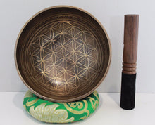 Load image into Gallery viewer, Singing Bowl-15 cm-Handmade Singing bowl-Flower of Life-Sacred Geometry