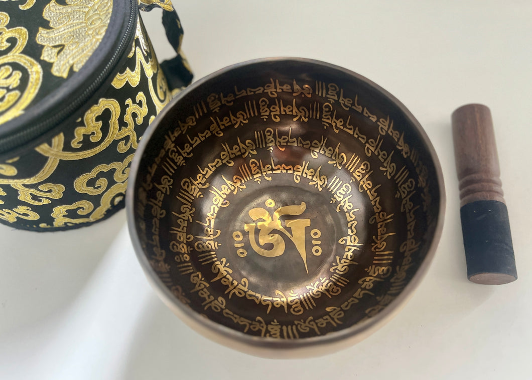 Singing Bowl Gift Set-Om Mani Padme Hum-Handmade Meditation Bowl-15 cm