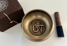 Load image into Gallery viewer, Om Singing Bowl-11 cm-OM Carved-Gift Set
