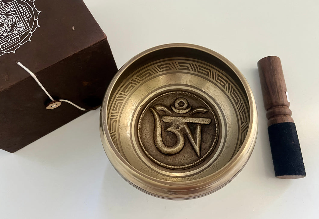 Om Singing Bowl-11 cm-OM Carved-Gift Set