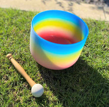 Load image into Gallery viewer, Crystal Singing bowl-THROAT Chakra-G Note-8 inch-Multi coloured
