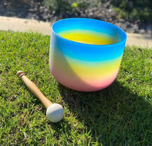 Load image into Gallery viewer, Crystal Singing bowl-THROAT Chakra-G Note-8 inch-Multi coloured
