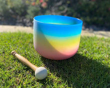 Load image into Gallery viewer, Crystal Singing bowl-THROAT Chakra-G Note-8 inch-Multi coloured
