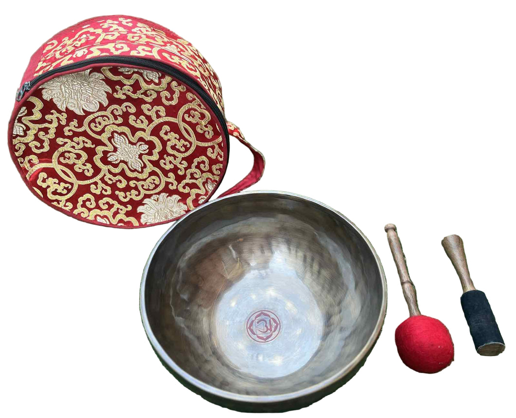 Tibetan Singing Bowl with Carry bag-Handmade Meditation bowl-25 cm-Root Chakra 10 inch