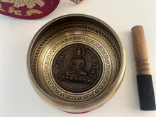 Load image into Gallery viewer, Tibetan Singing Bowl with Buddha &amp; Mantra Carved | Meditation &amp; Sound Healing
