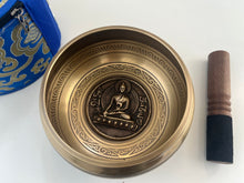 Load image into Gallery viewer, Buddha Carved Singing Bowl Gift Set-13 cm-Meditation Yoga Reiki
