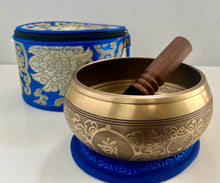 Load image into Gallery viewer, Buddha Carved Singing Bowl Gift Set-13 cm-Meditation Yoga Reiki
