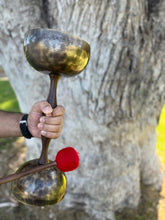 Load image into Gallery viewer, Double Chalice Handmade Singing Bowl- Seven Metal Meditation Bowl
