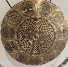 Load image into Gallery viewer, Gong-Percussion Instrument-38 cm-Sacred Geometry-OM Healing Gong
