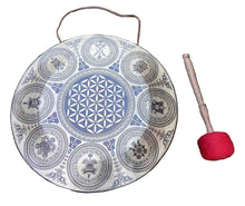 Load image into Gallery viewer, Gong with Flower of Life Sacred geometric patterns.
