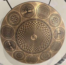 Load image into Gallery viewer, Gong-Percussion Instrument-38 cm-Sacred Geometry-OM Healing Gong
