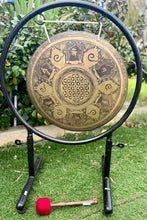 Load image into Gallery viewer, Flower of Life Gong 40cm – Sacred Geometry Percussion Instrument with Stand &amp; Mallet
