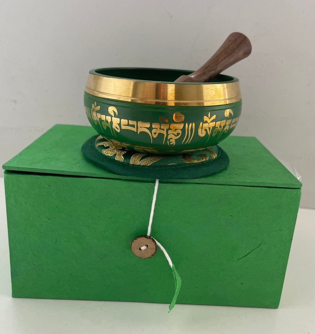 Singing Bowl for Sound Healing-Tibetan Bestseller Green Gift Set