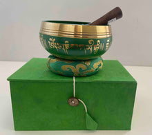 Load image into Gallery viewer, Singing bowl-9 cm-Green-Gift Set
