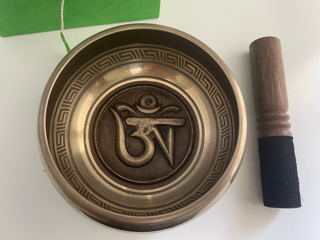 Singing Bowl-11 cm-OM Carved-Gift Set